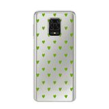 Manitoba Xiaomi Redmi Note 9 Pro/Note 9S Uyumlu Yeşil Kalpler Tasarımlı Baskılı Şeffaf Telefon Kılıfı