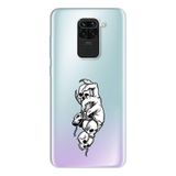 Manitoba Xiaomi Redmi Note 9 Uyumlu Kuru Kafa Tasarımlı Baskılı Şeffaf Silikon Telefon Kılıfı