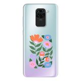 Manitoba Xiaomi Redmi Note 9 Uyumlu Sanatsal Çiçek Tasarımlı Baskılı Şeffaf Telefon Kılıfı