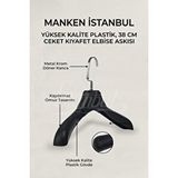 Manken İstanbul 10 Adet 38 Cm Soft Siyah Abs Plastik Askı Ceket Elbise Askısı Kıyafet Askısı Gömlek Askısı Çok Renkli
