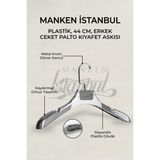 Manken İstanbul 10 Adet Italyan Kanca Gümüş Kaplama Plastik Ceket Askısı Kıyafet Askısı Takım Elbise Askısı