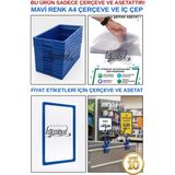 Manken İstanbul 10 Adet Mavi A4 Fıyat Etiketi Çerçeve ve Asetat - A4 Çerçeve ve Iç Cep (Mandal Dahil Değildir)