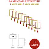 Manken İstanbul 10 Adet Sarı Kırmızı A4 Mandallı Raf Etiketi Sepet Etiketi Çerçeveli Etiketlik Eşek-Askılık Etiketi