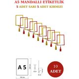 Manken İstanbul 10 Adet Sarı Kırmızı A5 Mandallı Raf Etiketi Sepet Etiketi Çerçeveli Etiketlik Eşek-Askılık Etiketi