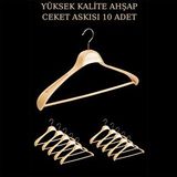 Manken İstanbul 10 Adet Yüksek Kalite 48 Cm Ahşap Askı Ceket Askısı Takım Elbise Askısı Ahşap Elbise Askısı Bej