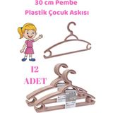 Manken İstanbul 12 Adet Pembe Çocuk Plastik 30 cm Kıyafet Askısı Elbise Askısı