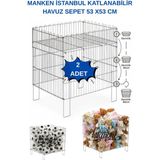 Manken İstanbul 2 Adet 53X53 cm Katlanabilir Havuz Sepet ve Mağaza Sergileme Sepeti