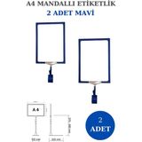 Manken İstanbul 2 Adet Mavi A4 Mandallı Raf Sepet Etiketi Çerçeveli Etiketlik Eşek-Askılık Etiketlik