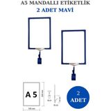 Manken İstanbul 2 Adet Mavi A5 Mandallı Raf Etiketi Sepet Etiketi Çerçeveli Etiketlik Eşek-Askılık Etiketi