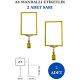Manken İstanbul 2 Adet Sarı A4 Mandallı Raf Sepet Etiketi Çerçeveli Etiketlik Eşek-Askılık Etiketlik