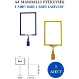 Manken İstanbul 2 Adet Sarı Lacivert A4 Mandallı Raf Sepet Etiketi Çerçeveli Etiketlik