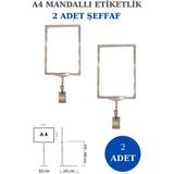 Manken İstanbul 2 Adet Şeffaf A4 Mandallı Raf Sepet Etiketi Çerçeveli Etiketlik Eşek-Askılık Etiketlik