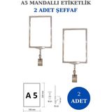 Manken İstanbul 2 Adet Şeffaf A5 Mandallı Raf Etiketi Sepet Etiketi Çerçeveli Etiketlik Eşek-Askılık Etiketi
