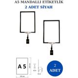 Manken İstanbul 2 Adet Siyah A5 Mandallı Raf Etiketi Sepet Etiketi Çerçeveli Etiketlik Eşek-Askılık Etiketi