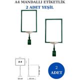 Manken İstanbul 2 Adet Yeşil A4 Mandallı Raf Sepet Etiketi Çerçeveli Etiketlik Eşek-Askılık Etiketlik