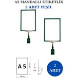 Manken İstanbul 2 Adet Yeşil A5 Mandallı Raf Etiketi Sepet Etiketi Çerçeveli Etiketlik Eşek-Askılık Etiketi