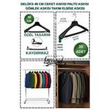 Manken İstanbul 20 Adet 48 Cm Kaydırma Yapmaz, Geniş Omuz, Özel Üretim Ceket Askısı,palto Askısı,takım Elbise Askısı Çok Renkli