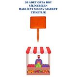 Manken İstanbul 20 Adet Kırmızı Orta Boy Yaz Sil Sapla Bakliyat Etiketliği Manav Etiketliği Pazarcı Etiketi