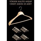 Manken İstanbul 20 Adet Yüksek Kalite 48 Cm Ahşap Askı Ceket Askısı Takım Elbise Askısı Ahşap Elbise Askısı Çok Renkli