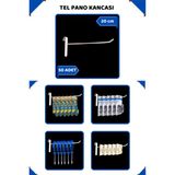 Manken İstanbul 20 cm - 50 Adet Beyaz Tel Pano Kancası Raf Askısı
