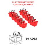 Manken İstanbul 22 Litre 10 Adet Market Sepeti, Alışveriş Sepeti, Saplı Market Sepeti