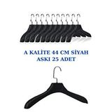 Manken İstanbul 25 Adet Siyah Abs Plastik Askı Ceket Elbise Askısı Kıyafet Askısı Gömlek Askısı