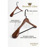 Manken İstanbul 3 Adet Delüks Masif Ceviz Ahşap Ev Ve İş Yeri İçin 44 Cm Ahşap Ceket Askısı - Ahşap Elbise Askısı Çok Renkli