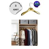 Manken İstanbul 3 Adet Ev Tipi 38 Cm Gold Plastik Ceket Askısı Buluz Askısı Elbise Askısı Kıyafet Askısı Çok Renkli