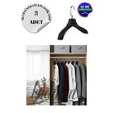 Manken İstanbul 3 Adet Ev Tipi 38 Cm Soft Siyah Plastik Ceket Askısı Buluz Askısı Elbise Askısı Kıyafet Askısı Çok Renkli