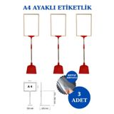 Manken İstanbul 3 Adet Kırmızı Beyaz A4 Ayaklı Fiyat Etiketi Çerçeveli Fiyat Etiketi Eşek Askılık Etiketi