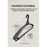 Manken İstanbul 3 Adet Lüks Siyah Plastik Ceket Askısı Kıyafet Askısı Takım Elbise Askısı Etek Askısı