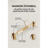 Manken İstanbul 3 Adet Plastik Gold Kaplama Pantolon Askısı Etek Askısı Elbise Askısı