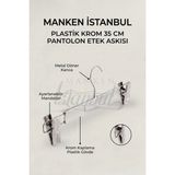 Manken İstanbul 3 Adet Plastik Krom Kaplama Pantolon Askısı Etek Askısı Elbise Askısı