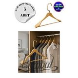 Manken İstanbul 5 Adet Ev Tipi Masif Ahşap 44 Cm Gold Kanca Ceket Askısı Takım Elbise Askısı Kıyafet Askısı Çok Renkli