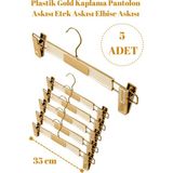 Manken İstanbul 5 Adet Plastik Gold Kaplama Pantolon Askısı Etek Askısı Elbise Askısı