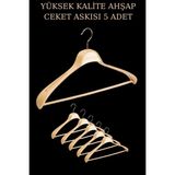 Manken İstanbul 5 Adet Yüksek Kalite 48 Cm Ahşap Askı Ceket Askısı Takım Elbise Askısı Ahşap Elbise Askısı