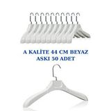 Manken İstanbul 50 Adet Soft Beyaz Abs Plastik Askı Ceket Elbise Askısı Kıyafet Askısı Gömlek Askısı