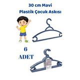 Manken İstanbul 6 Adet Mavi Çocuk Plastik 30 Cm Kıyafet Askısı Elbise Askısı Çok Renkli