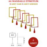 Manken İstanbul 6 Adet Sarı Kırmızı A4 Mandallı Raf Etiketi Sepet Etiketi Çerçeveli Etiketlik Eşek-Askılık Etiketi