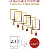 Manken İstanbul 6 Adet Sarı Kırmızı A5 Mandallı Raf Etiketi Sepet Etiketi Çerçeveli Etiketlik Eşek-Askılık Etiketi