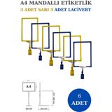 Manken İstanbul 6 Adet Sarı Lacivert A4 Mandallı Raf Etiketi Sepet Etiketi Çerçeveli Etiketlik Eşek-Askılık Etiketi