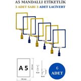 Manken İstanbul 6 Adet Sarı Lacivert A5 Mandallı Raf Etiketi Sepet Etiketi Çerçeveli Etiketlik Eşek-Askılık Etiketi