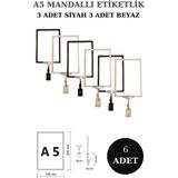 Manken İstanbul 6 Adet Siyah Beyaz A5 Mandallı Raf Etiketi Sepet Etiketi Çerçeveli Etiketlik Eşek-Askılık Etiketi