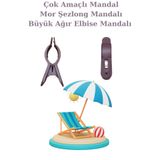 Manken İstanbul 8 Adet Büyük Boy Plaj Havlu Mandalı-Çok Amaçlı Mandal-Havlu Tutucu-Şezlong Sabitleyici