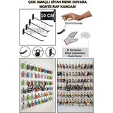 Manken İstanbul 95 Adet 10 cm Delüx Koruma Kauçuklu Siyah Duvara Monte Raf Kancası Suntaya Monte Kanca