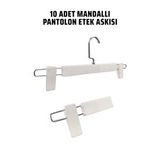 Manken İstanbul Abs Plastik 10 Adet Yüksek Kalite 30 cm Pantolon Askısı Etek Askısı Mandallı Askı - Beyaz