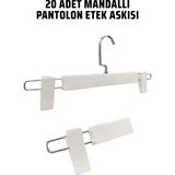 Manken İstanbul Abs Plastik 20 Adet Yüksek Kalite 30 cm Pantolon Askısı Etek Askısı Mandallı Askı - Beyaz