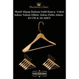 Manken İstanbul Business Class 10 Adet 44 cm Gold Italyan Kanca Masif Ahşap Elbise Askısı Palto Askısı Ceket Askısı - Ahşap Rengi
