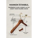 Manken İstanbul Business Class 15 Adet 44 cm Gold Italyan Kanca Masif Ahşap Takım Elbise Askısı Palto Ceket Askısı