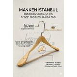 Manken İstanbul Business Class 15 Adet 44 cm Italyan Kanca Masif Ahşap Takım Elbise Askısı Palto Askısı Ceket Askısı - Ahşap Rengi